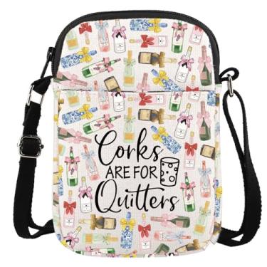 Imagem de Bolsa tiracolo Champagne Wine Lover Gift Alcohol Drinking Gift Corks Are For Quitters Wine Drinking Team, Corks Cr