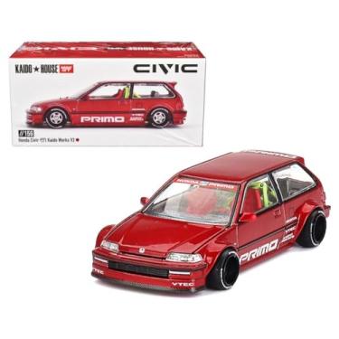 Imagem de Diecast Model Car Compatible with Kaido House x Mini GT 1:64 Honda Civic (EF) Kaido Works V2 (Red) Limited Edition KHMG156