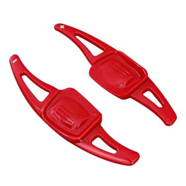 Imagem de HIBEYO Extensão de pá de volante de plástico ABS adequada para Volkswagen Arteon/CC Golf MK8 Passat C-Trek Tiguan L Tayron Teramont Tharu Touareg Sharan Multivan Phaeton Touareg eHybrid-Bright Red