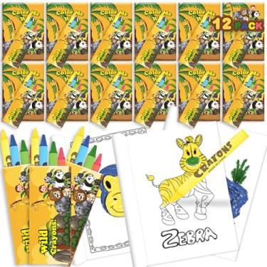 Imagem de ArtCreativity Zoo Animal Mini Kit de livros para colorir - 12 conjuntos - Cada conjunto inclui 1 pequeno livro de cores e 4 giz de cera - brindes de festa com tema de zoológico, artigos de festa para dormir, atividades de colorir para meninos e meninas