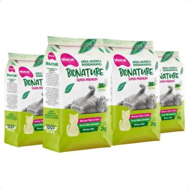 Imagem de Kit 4 Areia Higiênica Para Gatos Bio Nature - 2Kg - Wisecat