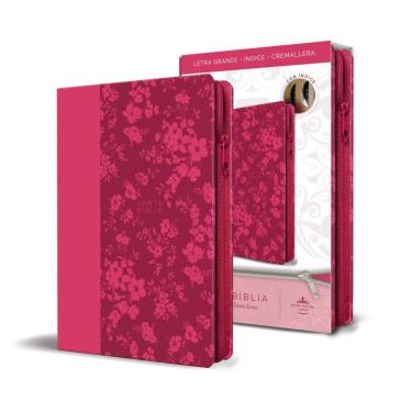 Imagem de Bíblia Reina Valera 1960 letra grande. Símil piel fucsia, cremallera, índice, ma nual//Spanish Bible RVR 1960. Tamanho prático, impressão grande, cour