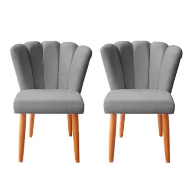 Imagem de Kit 2 Cadeiras Poltrona Sala de Jantar Penteadeira Reforçada Decorativa Pétala Suede Marrom