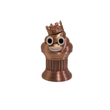 Imagem de Znet3D Troféu Emoji Jr King Poop - Prêmio ou presente perfeito - 10 cm de altura - com um emoji de cocô sólido com uma coroa em um pilar de coluna com olhos brancos e pretos e sorriso branco (marrom