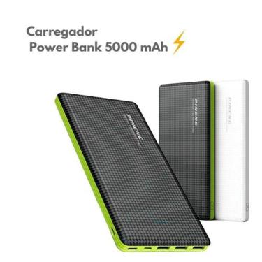 Imagem de Carregador Power Bank 5000 mAh Com Cabo V8 e Lightning Compatível com 