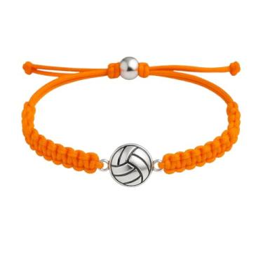 Imagem de Sportybella Pulseira com pingente de vôlei - Pulseiras ajustáveis com pingente de vôlei. Presentes e lembrança de vôlei ideais para jogadores de vôlei. Pulseira unissex da amizade, Adjustable, Nylon,