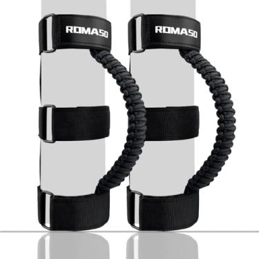Imagem de Alça de barra de rolo para Jeep Wrangler, alça de garra para Jeep Wrangler YJ JK JL, Paracord preta, pacote com 2