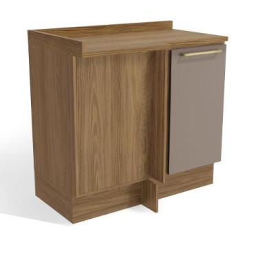 Imagem de Balcão Canto Reto com Tampo 1 Porta Botanic Kappesberg - Nogueira/Fend