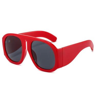 Imagem de Óculos de sol grandes Goggle femininos Steampunk armação grande lente degradê óculos de sol femininos, C15 vermelho, preto, tamanho único
