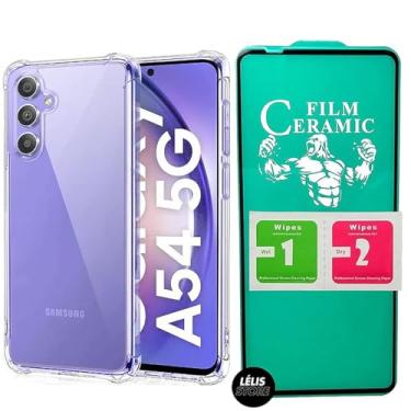 Imagem de Kit Capa Capinha para Samsung A54 Anti Impacto Premium Transparente + Película Cerâmica 9D