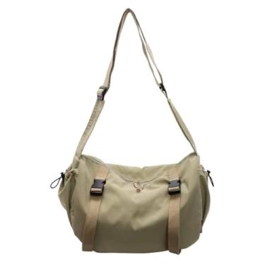 Imagem de ALWY Bolsa de ombro feminina de lona com zíper bolsa transversal para trabalho, uso diário (Caqui)