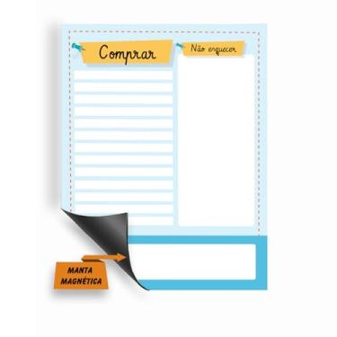 Imagem de Imã De Geladeira Porta Recados - Planner Magnético - Planejamento Mensal Semanal 20x30cm e 30x40cm (Lista de Compras Azul, 30x40cm)