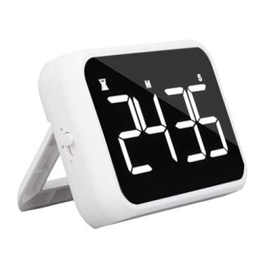 Imagem de Yunir Timer Digital Magnético, Timer de Cozinha de Tela de LED de 4 Polegadas Com Volume Ajustável para Condicionamento Físico de Estudo (Branco)