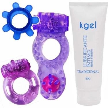 Imagem de Kit Sex Shop 3 Anéis Penianos Estimulantes Masculinos e Gel Lubrifican