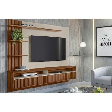 Imagem de Home p/ TV até 65 Pol Araruna c/ 2 Porta e 3 Prateleiras 200x170cm Freijó/Off White - Linea Brasil