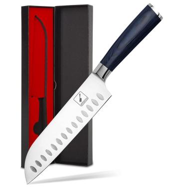 Imagem de Faca Santoku imarku 18 cm de aço inoxidável alemão HC azul