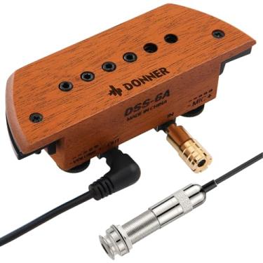 Imagem de Donner Captador de guitarra acústica, captadores de guitarra DSS-6A captador de mogno ativo com microfone cabeças ajustáveis Humbucker para guitarra acústica