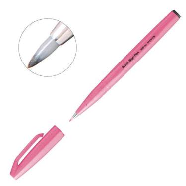 Imagem de Caneta Pincel Brush Sign Pentel Lettering Desenho Caligrafia, Rosa Flu