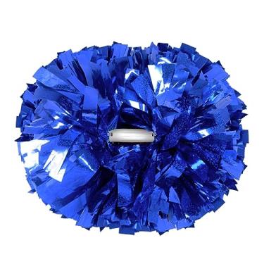 Imagem de Hooshing Pacote com 2 pompons, cheerleading profissional, holográfico, azul real, mancha com alça para time Spirit School Sports Cheering