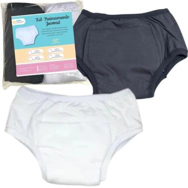 Imagem de Kit 2 Roupa Segura Escapes Vazamentos Juvenil Cuidado Ch/Br Cueca Calcinha Segura xixi Incontinência Urinária Unissex Adolescente Infantil Premium (16)