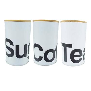 Imagem de Kit 3 Potes Herméticos Com Tampa de Bambu Porta Mantimentos