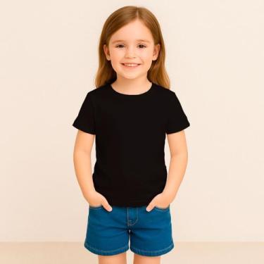 Imagem de Camiseta Juvenil Feminina Lisa Unissex Masculina Manga Curta Algodão 2