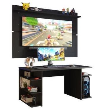 Imagem de Mesa Gamer Madesa 9409, Preto, com Prateleiras laterais, Pintura Poliéster - XAMDFC0200028N