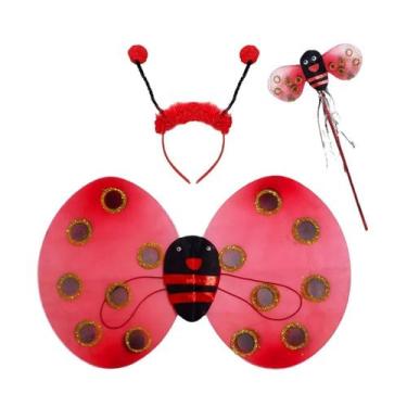 Imagem de Kit Asa de Joaninha com Varinha e Tiara Vermelha - Extra Festas