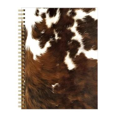 Imagem de Caderno espiral para mulheres, caderno pautado universitário A5 15,2 cm x 21,3 cm, 120 páginas (60 folhas) diário forrado com papel grosso premium, perfeito para escola, escritório, casa (pele de vaca