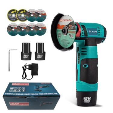Imagem de IIGENAI Ferramenta de Lixar e Cortar Esmerilhadeira Lixadeira Sem Fio Portátil Esmerilhadeira 12V 1500 220V (2 Bateria + 8 Pcs Discos de Corte)