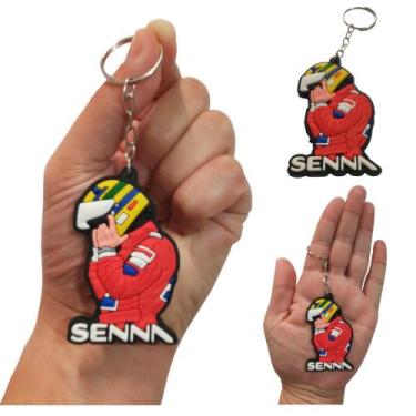 Imagem de Chaveiro Ayrton Senna Emborrachado Para chaves Mochilas Pendente - gen