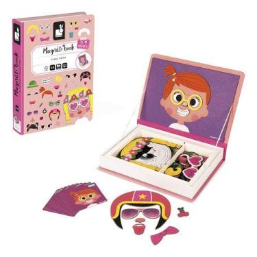 Imagem de Livro Magnetico Montessori Crazy Faces Meninas 82 Pecas Janod