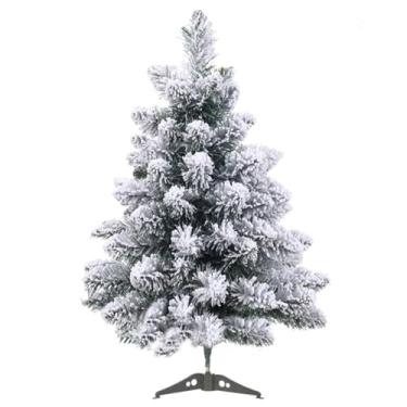 Imagem de Árvore de Natal fosca de 60 cm com 60 ramos de efeito nevado, mini com suporte de neve e suporte de metal para decoração