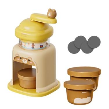 Imagem de WeiLaiKeQi de Gelo Manual, Raspador de Gelo Rotativo, Utensílios de Cozinha, Máquina de Raspadinha para Festas em Bares Domésticos, Amarelo com 3 Tigelas