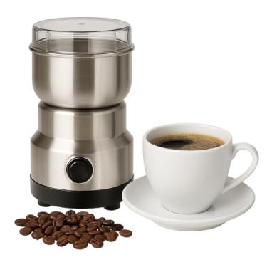 Imagem de Moedor de Café Elétrico 110v Portátil em Aço Inox Triturador de Alta Potência, Automático para Grãos, Sementes, Amendoim, Ervas, Máquina de Moer Grãos de Café 127v