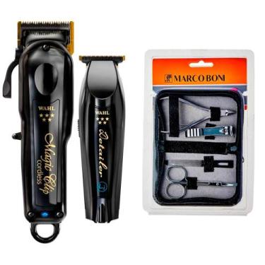Imagem de Kit Wahl Barber Combo Black Maquina de Corte Sem Fio e Acabamento Sem 
