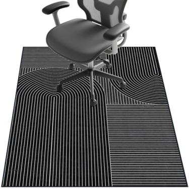 Imagem de Tapete de cadeira para piso de madeira, 122 cm x 91 cm, tapete embaixo da mesa para cadeira de computador com rodinhas e piso baixo, protetor de piso antiderrapante para círculo de escritório em casa