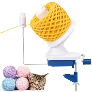 Imagem de Caydo Enrolador de fios com mola de tensão, enrolador operado com uma mão, rolo de bolo compacto de 200 ml para crochê, giratório portátil para crochê e tricô, ajudante ideal para amantes de