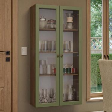 Imagem de Cristaleira Suspensa 70 cm 2 Portas de Vidro Vik Madesa R, Rustic/Verd