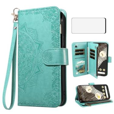 Imagem de Asuwish Capa de celular para celular Google Pixel 7 Pro 5G com protetor de tela de vidro temperado e flor flip porta-cartão de crédito suporte Pixel7Pro Pixel7 XL Seven 7Pro 6.7 mulheres homens verde