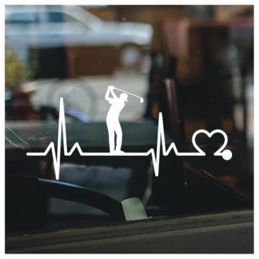 Imagem de Adesivo de vinil de golfista de batimento cardíaco golfista swing vida golfe paixão esportes amante à prova d'água para janela de carro laptop copo presente 7 x 3,4 polegadas