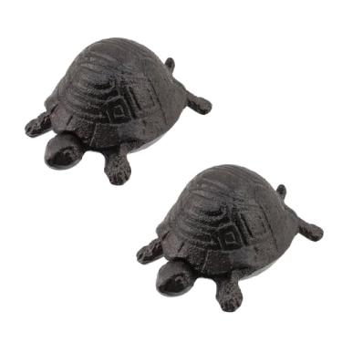 Imagem de KUMGROT Porta-chaves de tartaruga de ferro fundido, armazenamento de chaves ocultas ao ar livre para armazenar joias, clipes de papel, chaves, jardim, casa, pátio, decoração, 2 peças, decorações em
