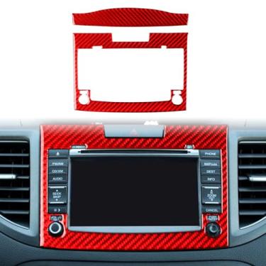 Imagem de Adesivos vermelhos de fibra de carbono real para carro CD Player Central Console Panel Cover Compatível com Honda CRV CR-V 2012 2013 2014 2015 2016 Acessórios Interior Tipo-A