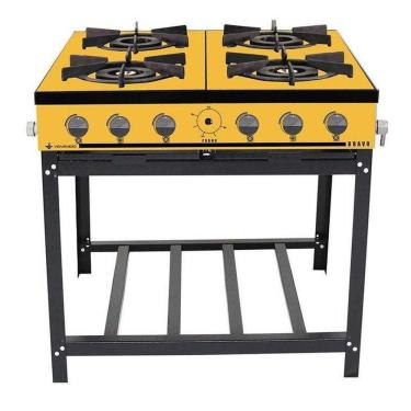Imagem de Fogão A Gás Bravo 4 Bocas Sem Forno Br4bam Amarelo - Venâncio