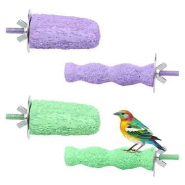 Imagem de 4un Anti-Derrapante Pedras Lixar Bico Pássaros, Lavável Resina Cortador de Bico Pássaros Bonito Acessórios Gaiola para Papagaios Periquitos Periquitos Calopsitas (Roxo, Verde)