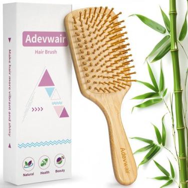 Imagem de Escova de cabelo Adevwair Bamboo Wood Paddle Massaging Scalp