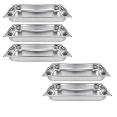 Imagem de Kit Cinco Cubas Gastronomica Padrão Gn 1/1 65mm Inox Com Alça Weck