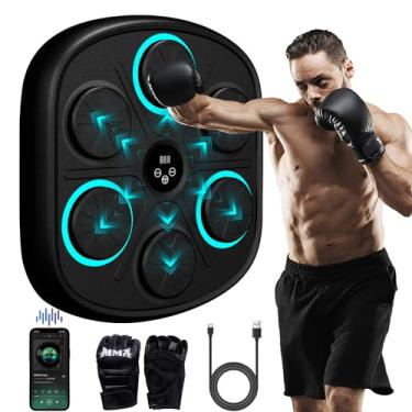 Imagem de BOLUPO Máquina de boxe musical inteligente para adultos e crianças, treinador interativo montado na parede com tela de LED, 9 modos e 9 velocidades, perfeita para fitness em casa e alívio de estresse