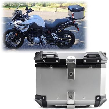 Imagem de Top Case De Motocicleta De Alumínio, Porta-malas De Motocicleta Com Trava De Segurança & Encosto, Caixa Traseira De Motocicleta à Prova D'Água, Estojo De Armazenamento De, Silver, 100L