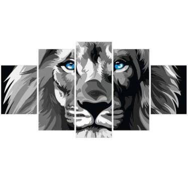 Imagem de Quadros Decorativos Sala Leão De Judá Cinza - Olho Azul - X4adesivos, 